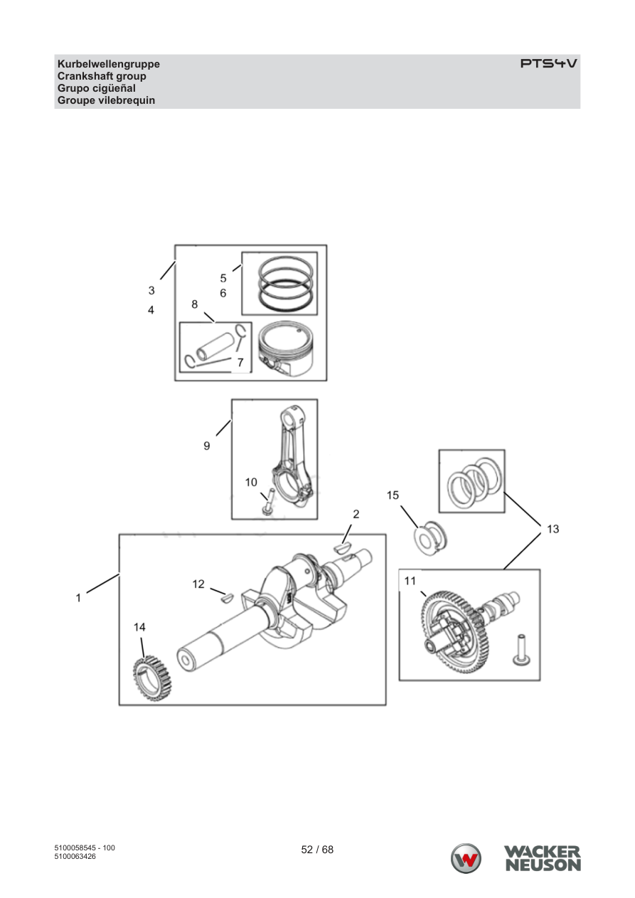 Wacker Neuson PTS4 Trash Pump PTS4V Kurbelwellengruppe parts diagram