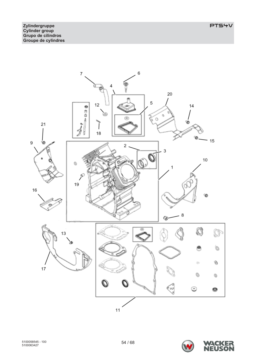 Wacker Neuson PTS4 Trash Pump PTS4V Zylindergruppe parts diagram