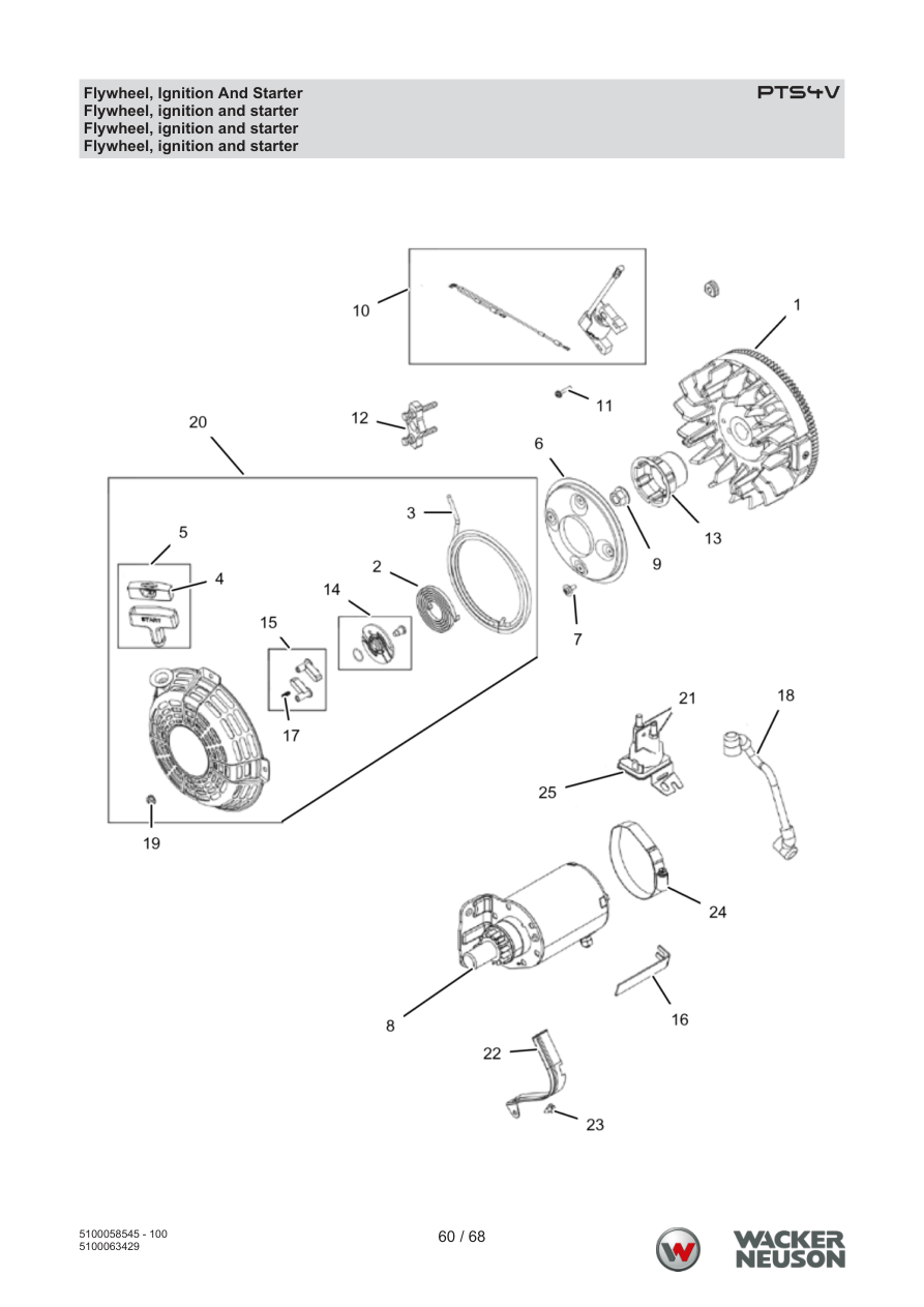 Wacker Neuson PTS4 Trash Pump PTS4V Flywheel, Ignition And Starter parts diagram