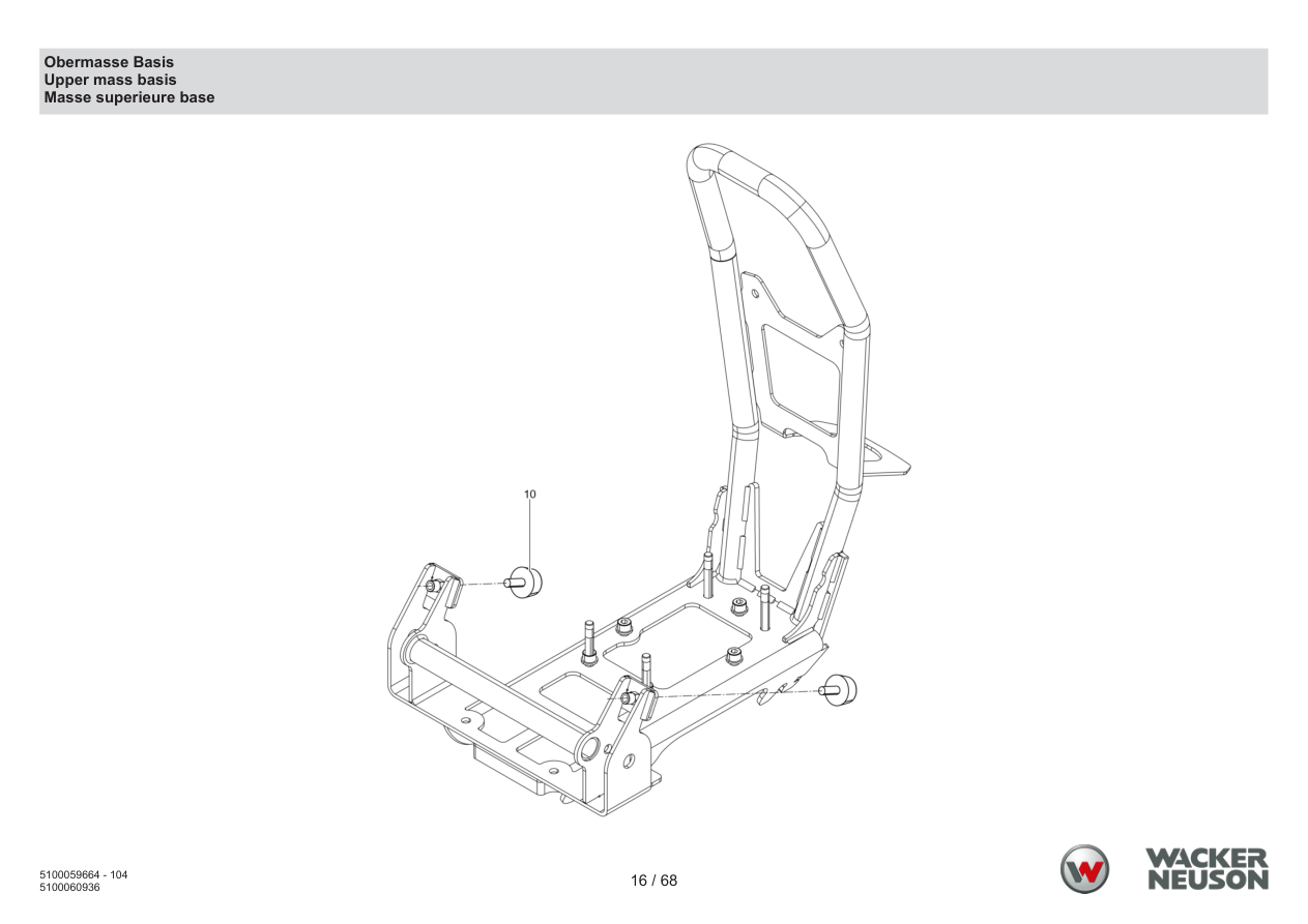 Wacker Neuson APS1135 Vibratory Plate Upper mass base parts diagram