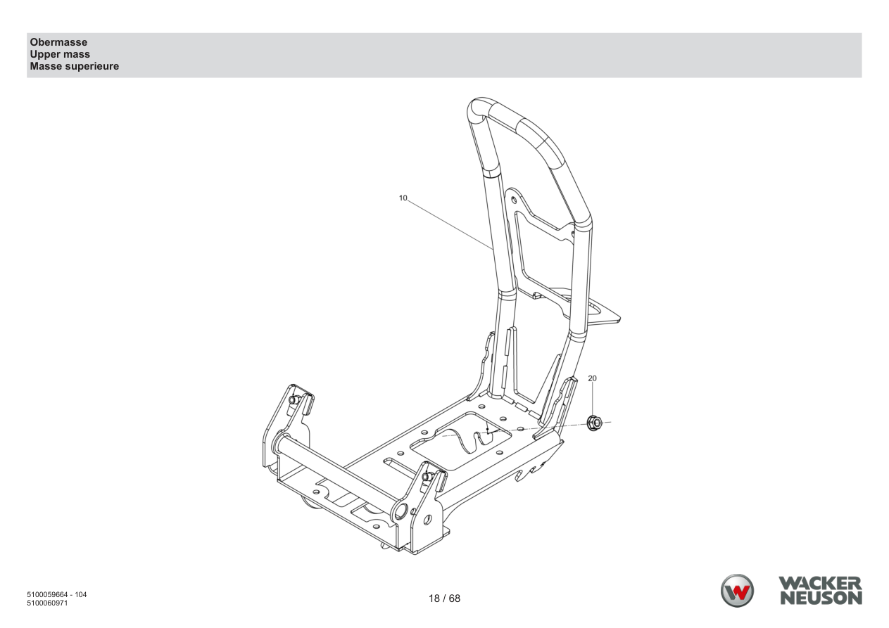 Wacker Neuson APS1135 Vibratory Plate Upper mass parts diagram