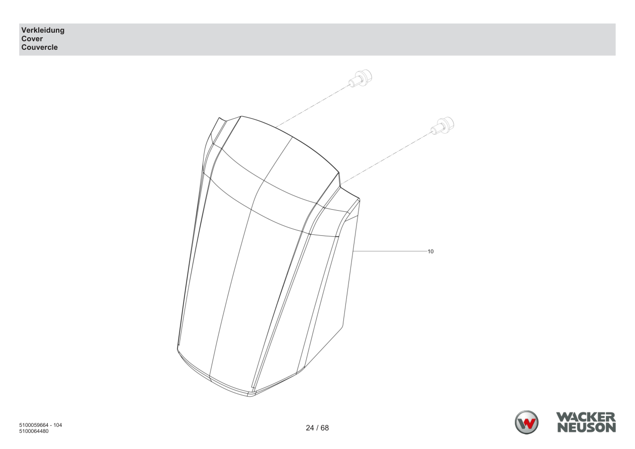 Wacker Neuson APS1135 Vibratory Plate Cover parts diagram