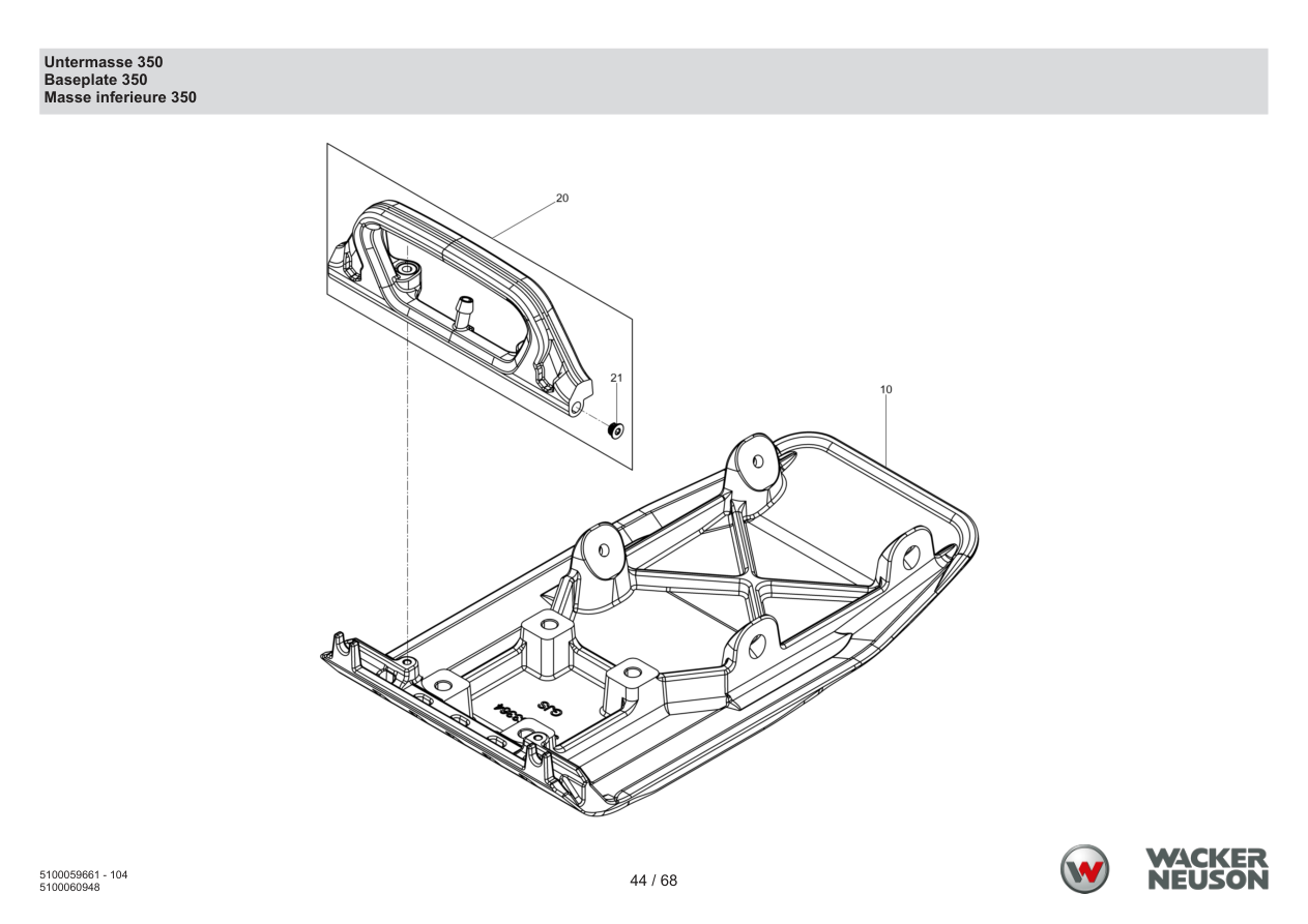 Wacker Neuson APS1135 Vibratory Plate Lower mass 350 parts diagram