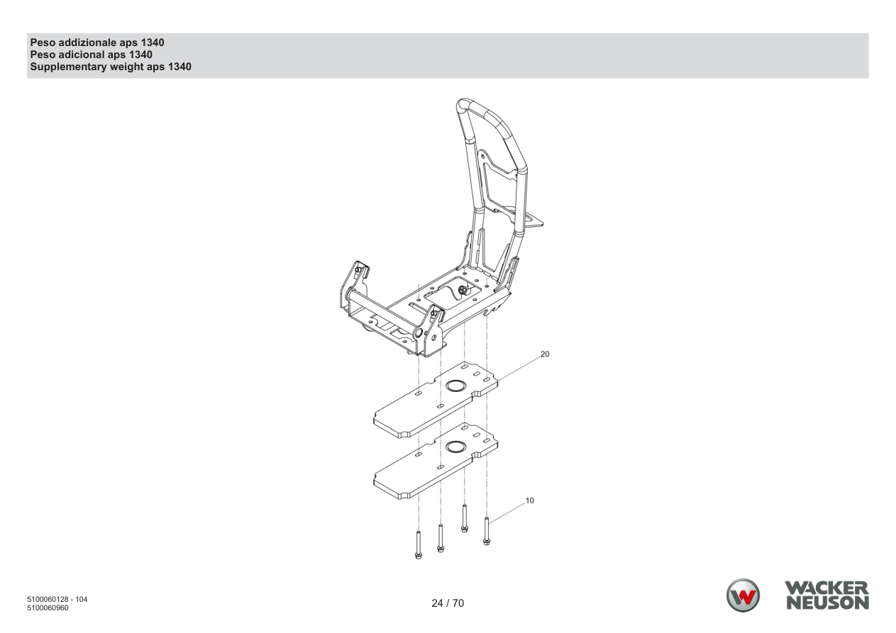 Wacker Neuson APS1340 Vibratory Plate Additional weight aps 1340 parts diagram