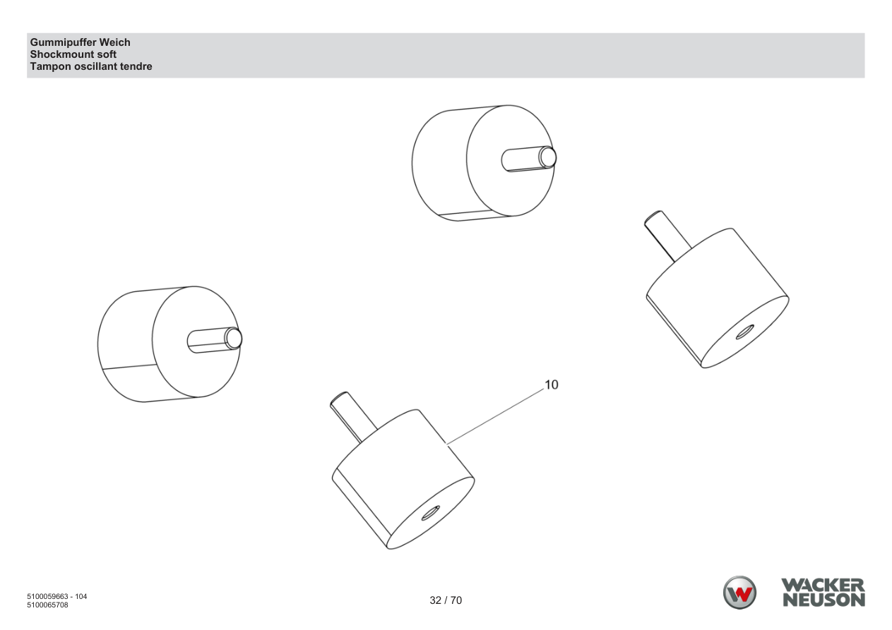 Wacker Neuson APS1340 Vibratory Plate Rubber buffer soft parts diagram