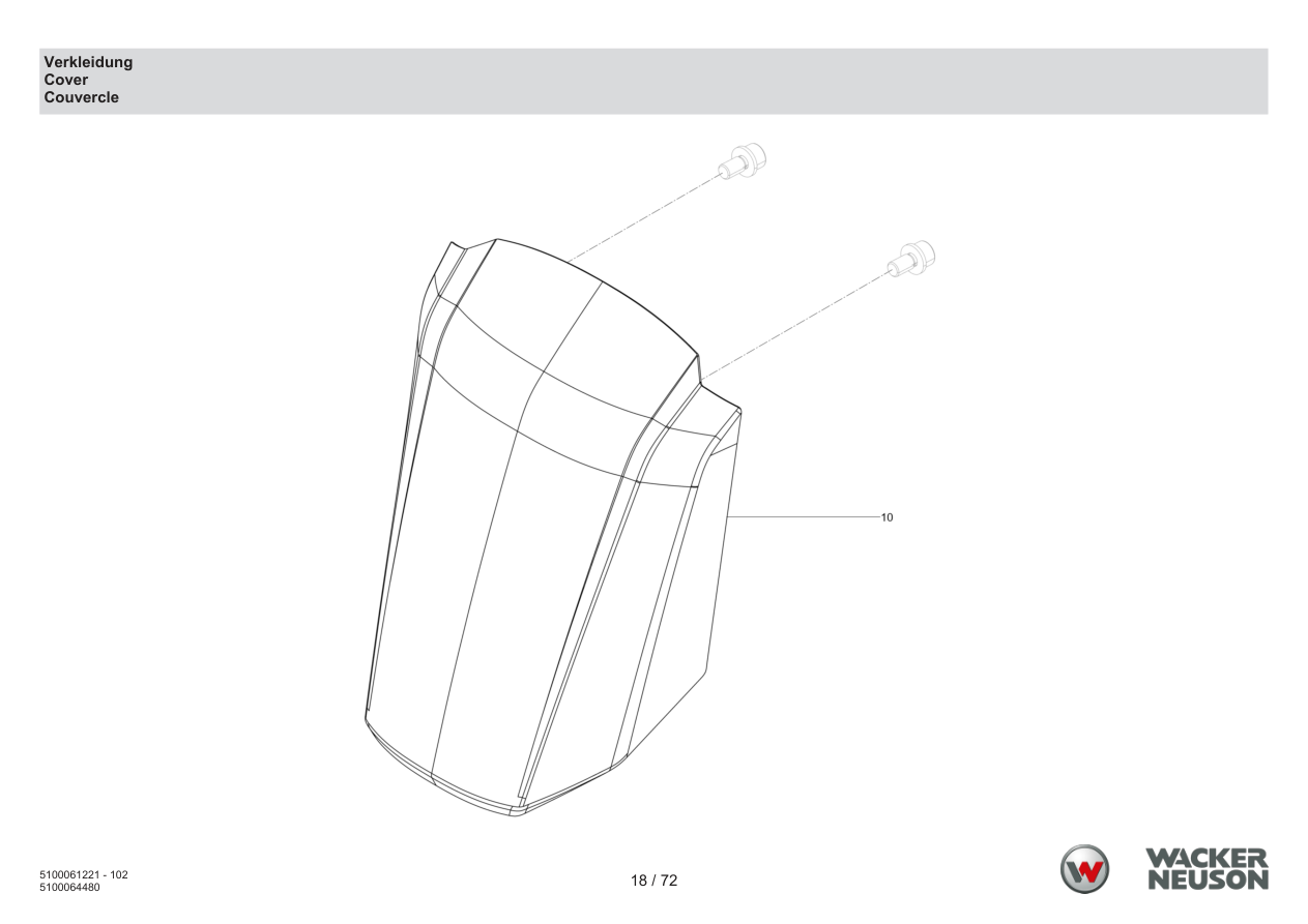 Wacker Neuson APS2050 Vibratory Plate Cover parts diagram