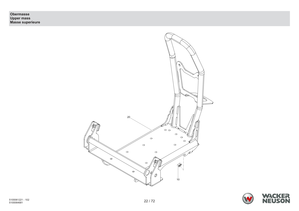Wacker Neuson APS2050 Vibratory Plate Upper mass parts diagram