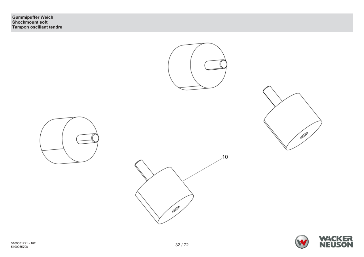 Wacker Neuson APS2050 Vibratory Plate Rubber buffer soft parts diagram