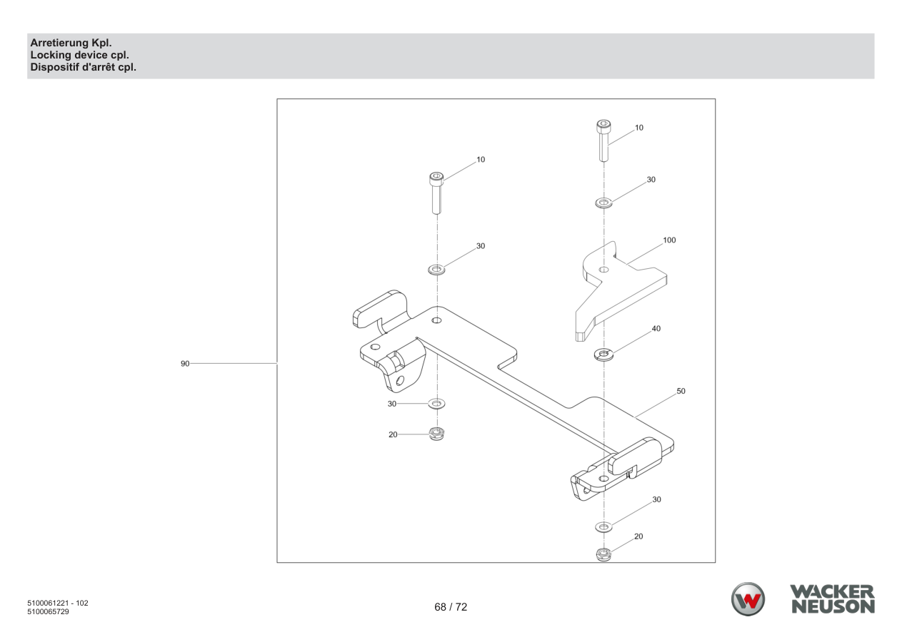 Wacker Neuson APS2050 Vibratory Plate Locking device cpl. parts diagram