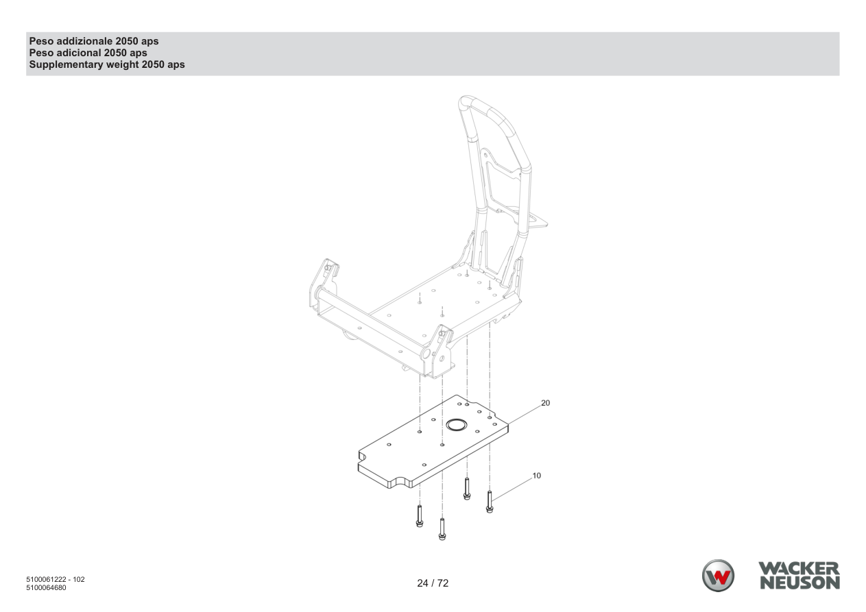Wacker Neuson APS2050 Vibratory Plate Additional weight 2050 aps parts diagram