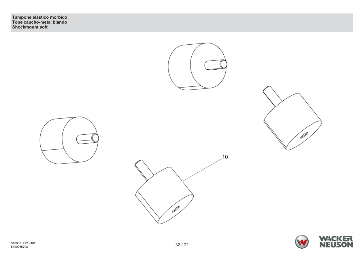 Wacker Neuson APS2050 Vibratory Plate Soft rubber buffer parts diagram