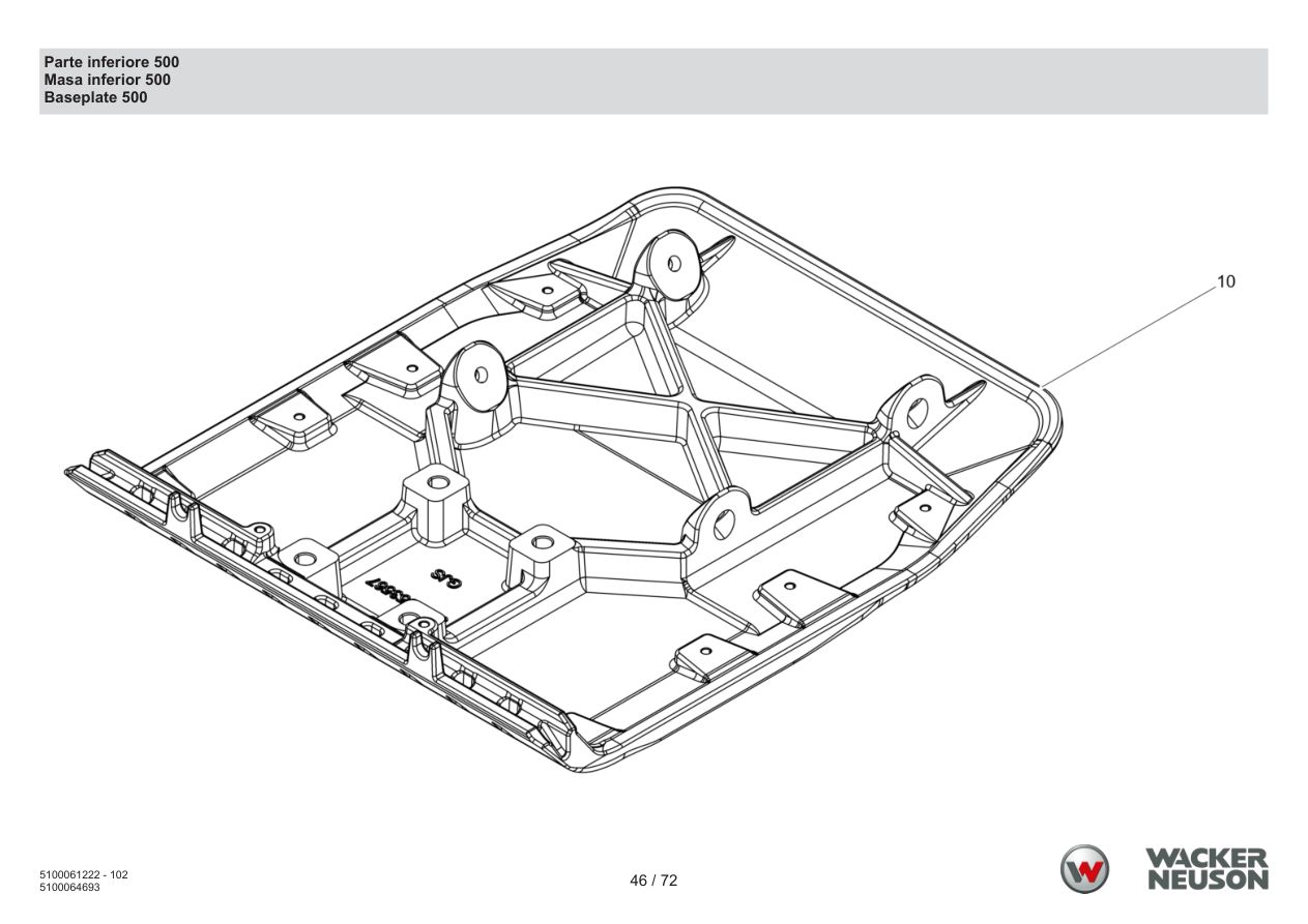 Wacker Neuson APS2050 Vibratory Plate Lower part 500 parts diagram
