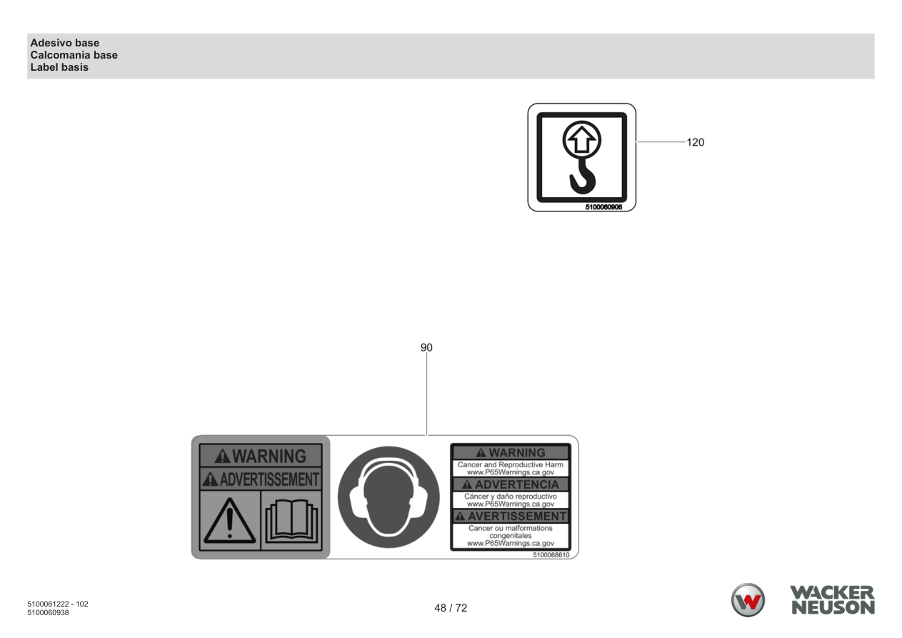 Wacker Neuson APS2050 Vibratory Plate Base sticker parts diagram