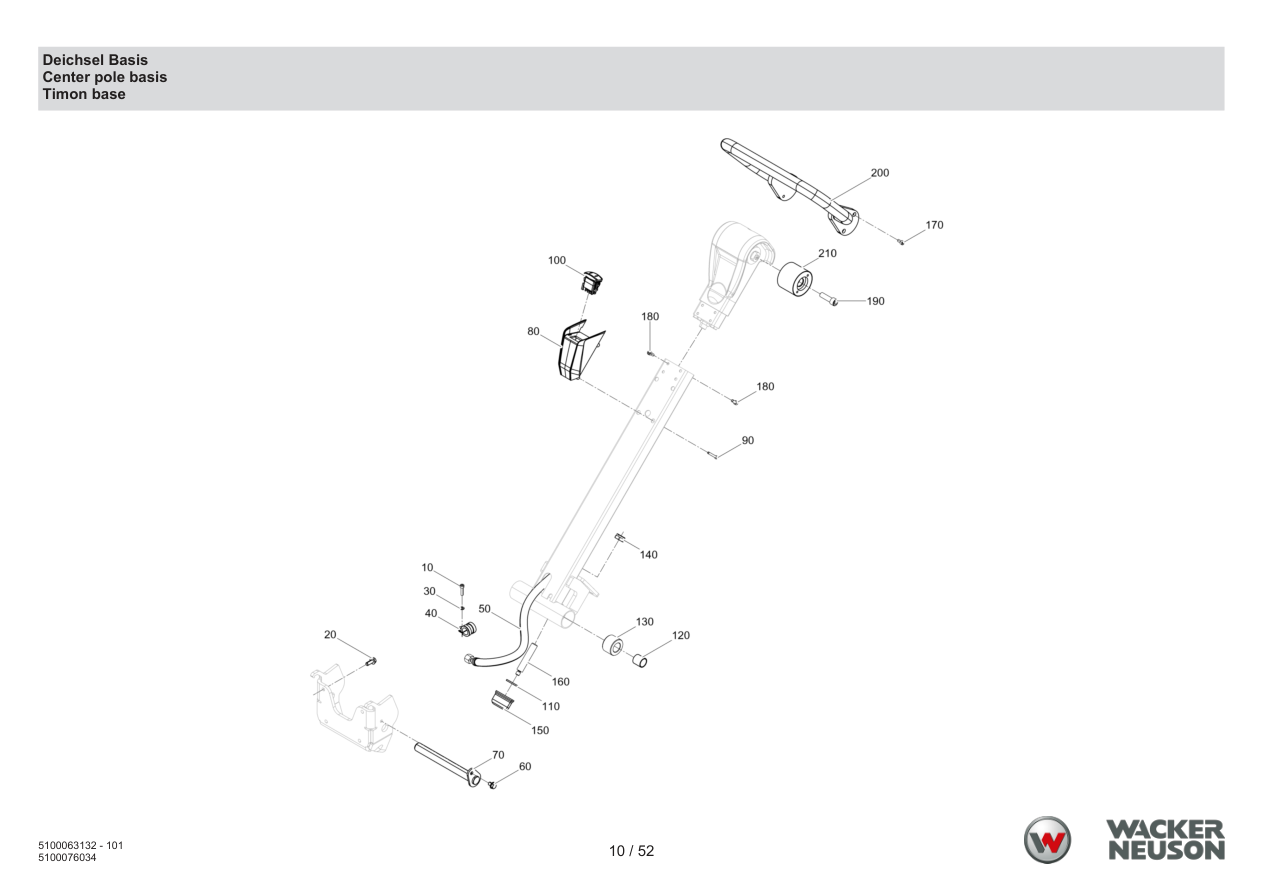 Wacker Neuson APU3050 Vibratory Plate Center pole basis parts diagram