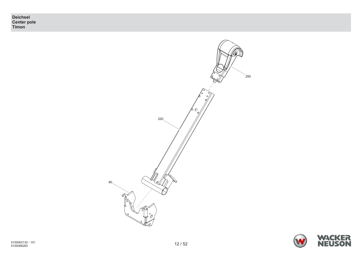 Wacker Neuson APU3050 Vibratory Plate Center pole parts diagram