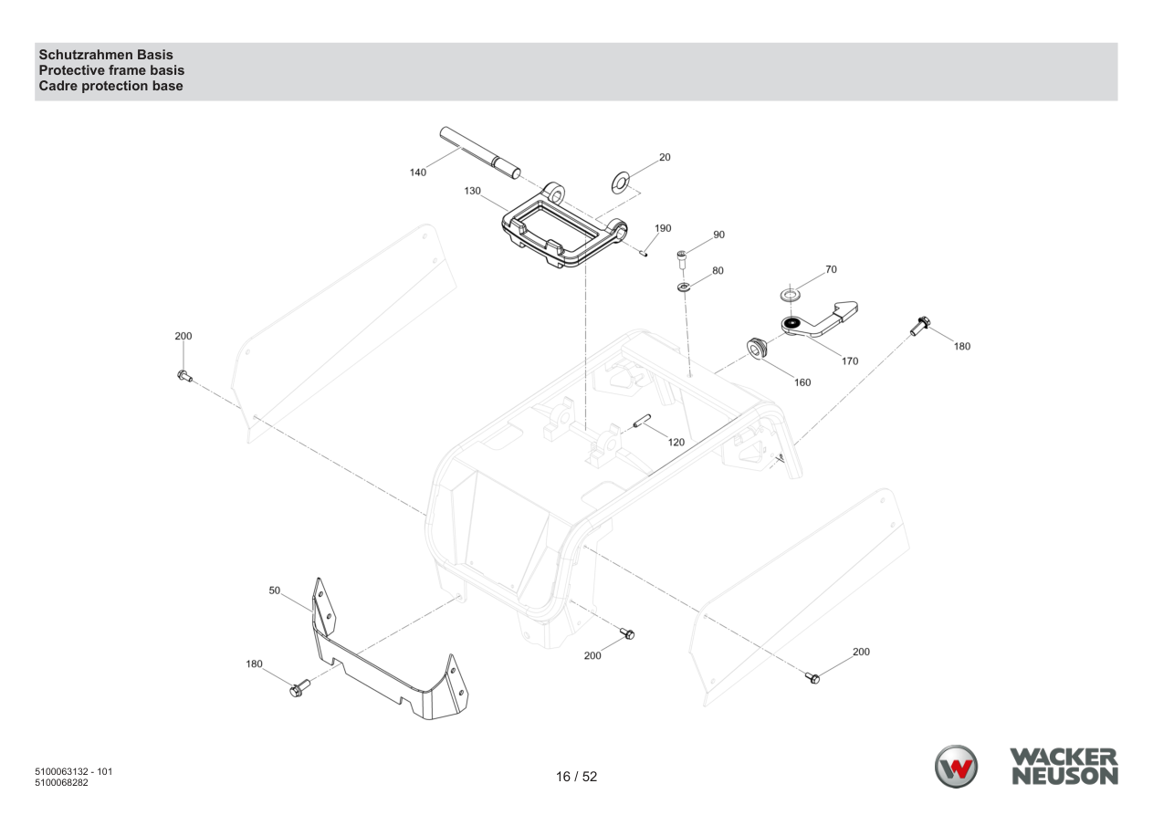 Wacker Neuson APU3050 Vibratory Plate Protective frame basis parts diagram