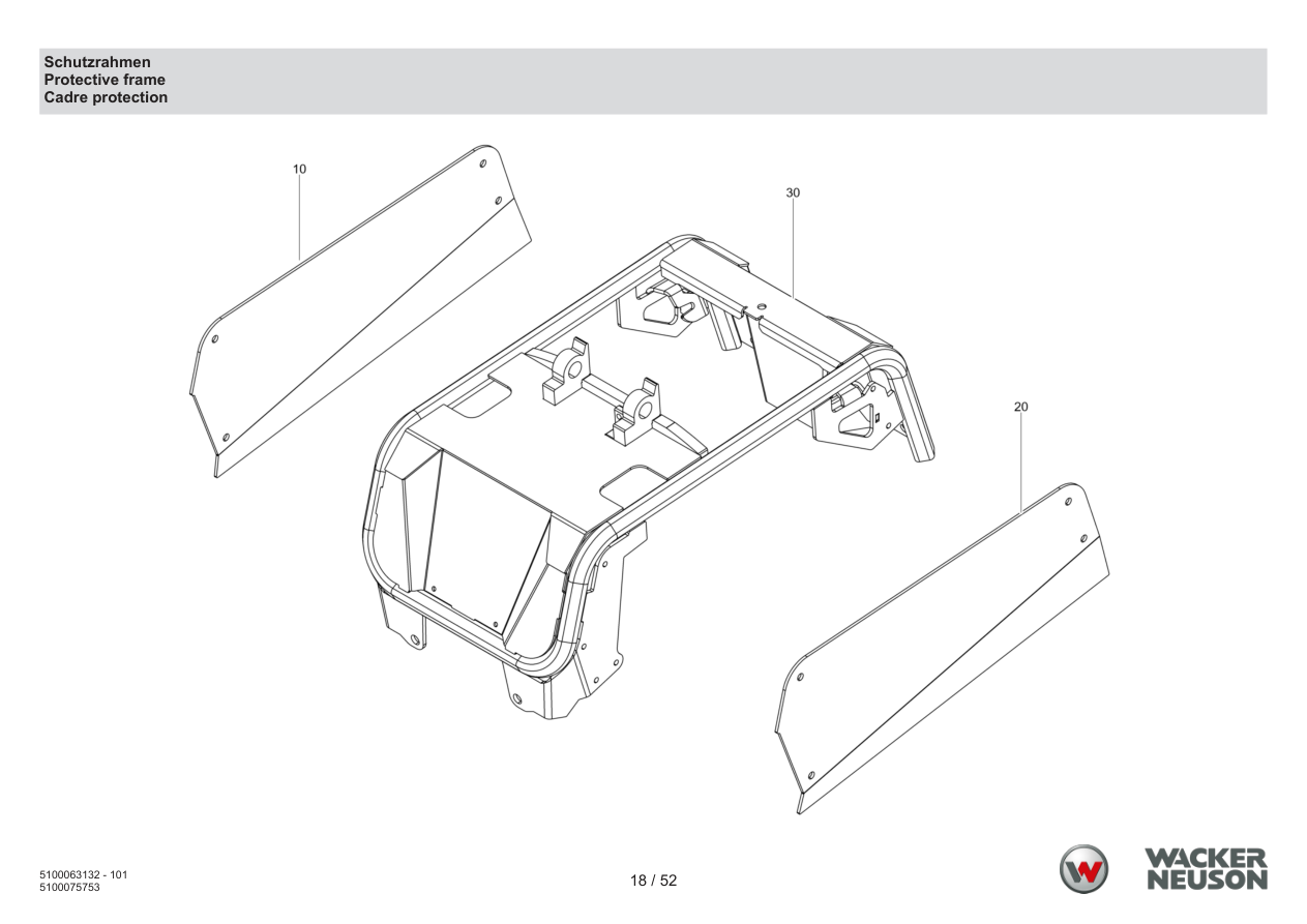 Wacker Neuson APU3050 Vibratory Plate Protective frame parts diagram