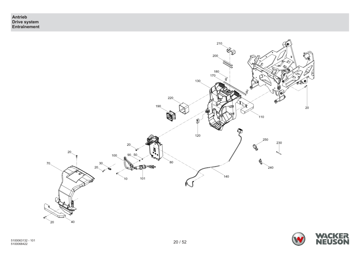 Wacker Neuson APU3050 Vibratory Plate Drive system parts diagram