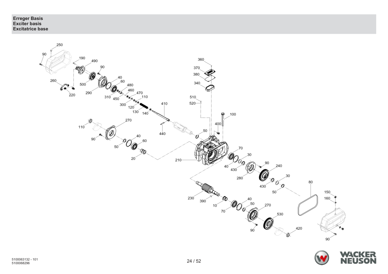 Wacker Neuson APU3050 Vibratory Plate Exciter base parts diagram