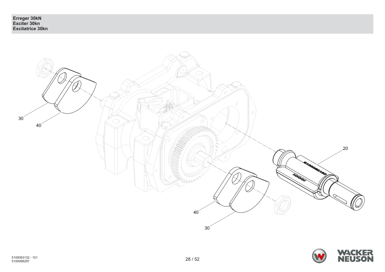 Wacker Neuson APU3050 Vibratory Plate Exciter 30kN parts diagram