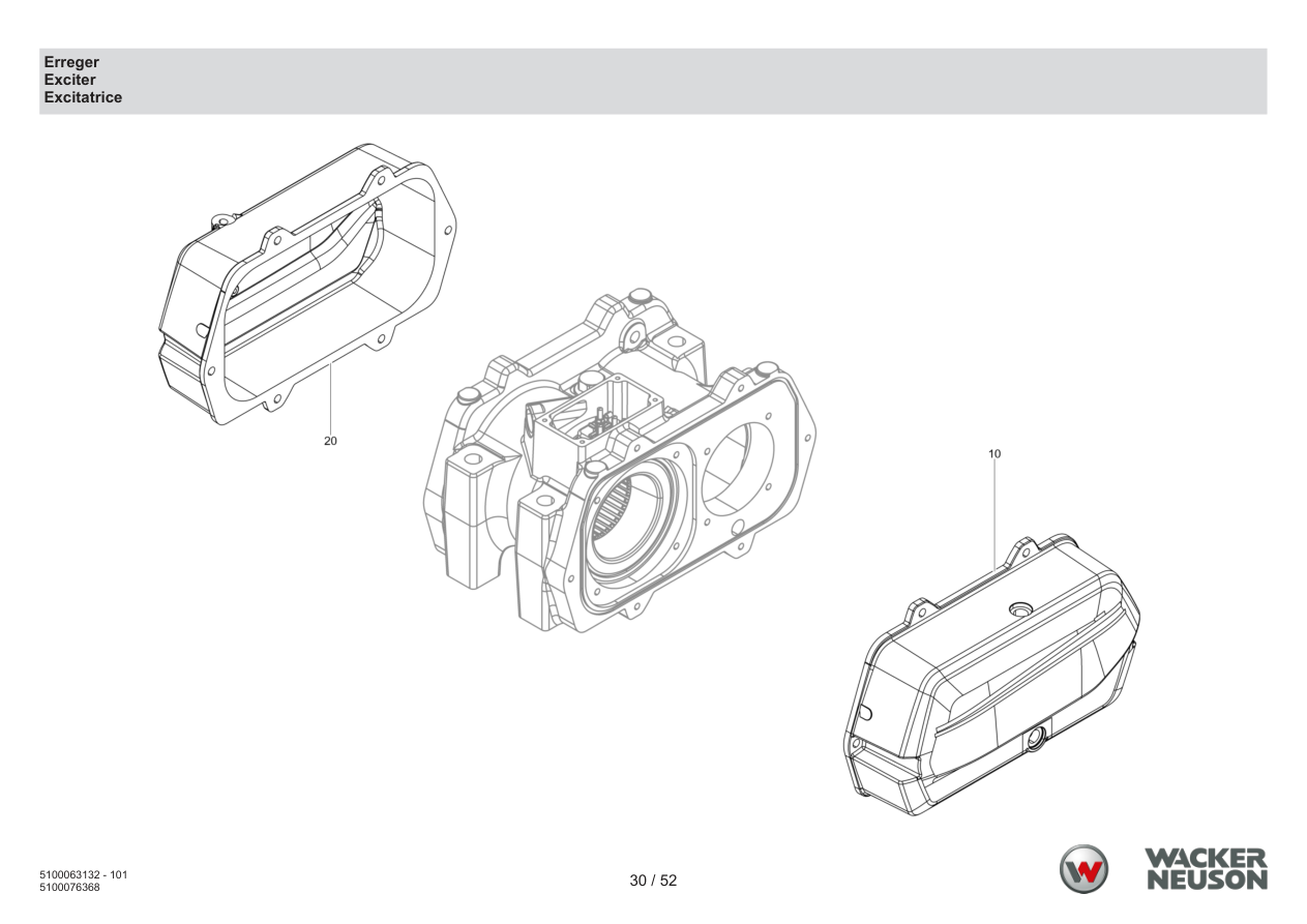 Wacker Neuson APU3050 Vibratory Plate Exciter parts diagram