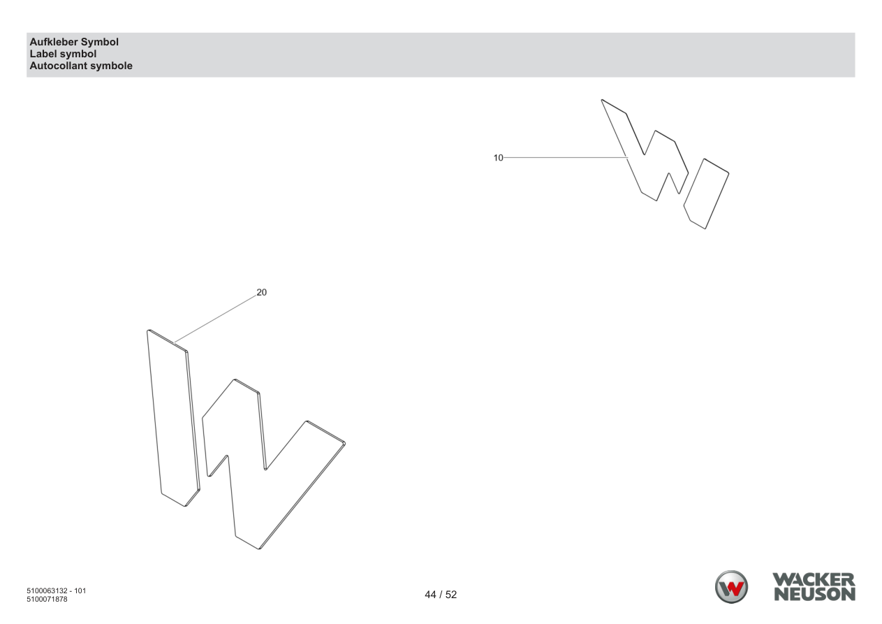 Wacker Neuson APU3050 Vibratory Plate Decal symbol parts diagram