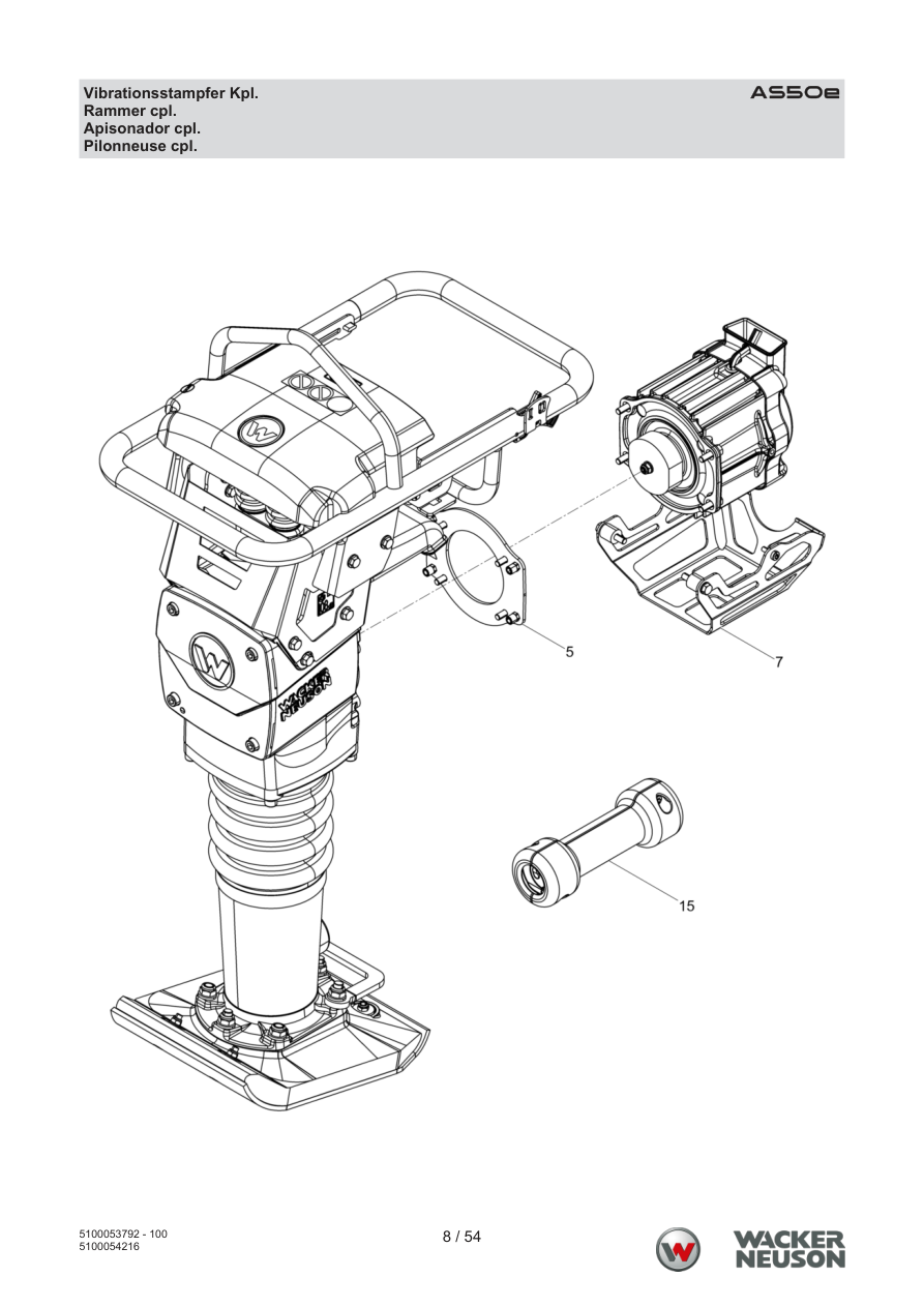 Wacker Neuson AS50 Vibratory Rammer Rammer cpl. parts diagram