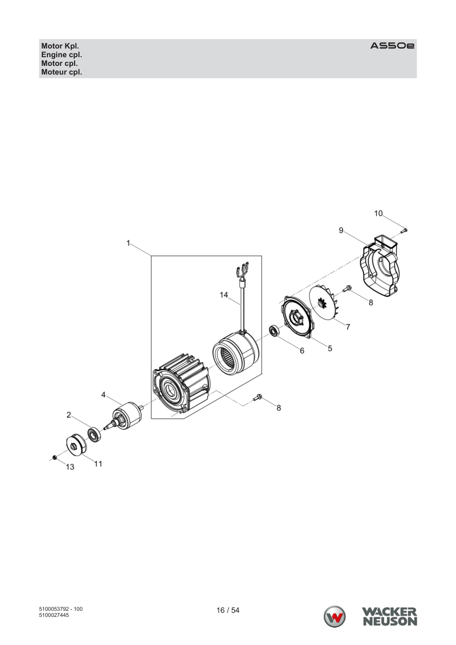 Wacker Neuson AS50 Vibratory Rammer Engine complete parts diagram