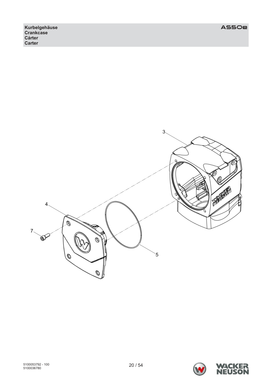 Wacker Neuson AS50 Vibratory Rammer Crankcase parts diagram