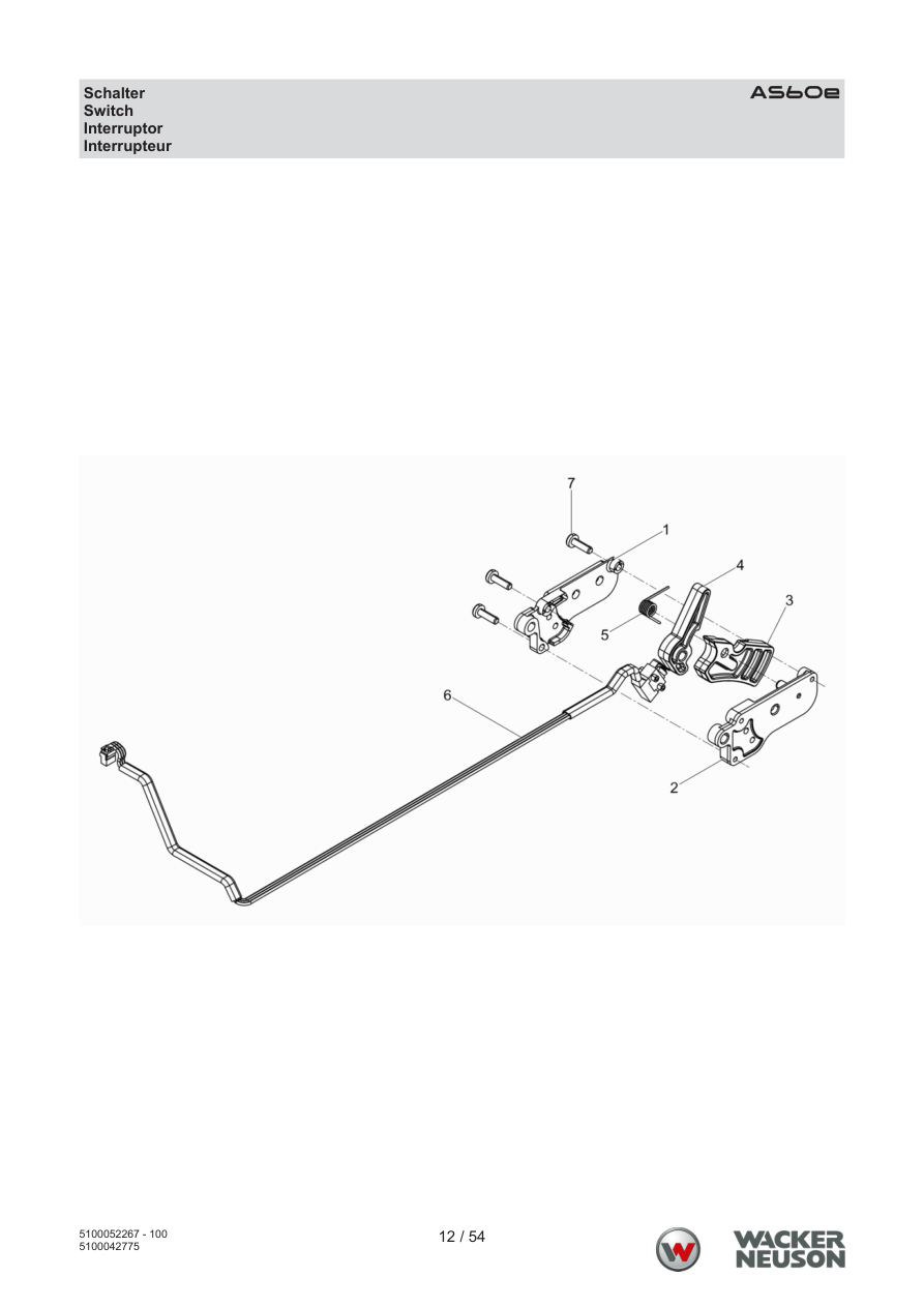 Wacker Neuson AS60 Vibratory Rammer AS60e Switch parts diagram