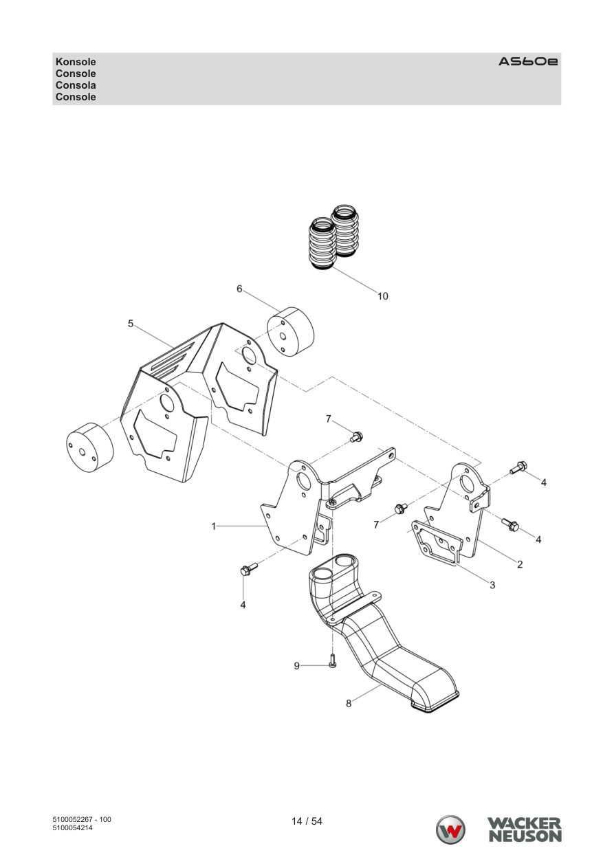 Wacker Neuson AS60 Vibratory Rammer AS60e Console parts diagram