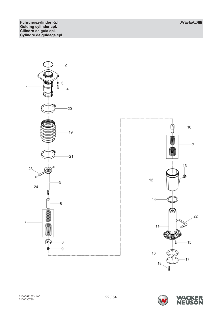 Wacker Neuson AS60 Vibratory Rammer Guiding cylinder cpl. parts diagram