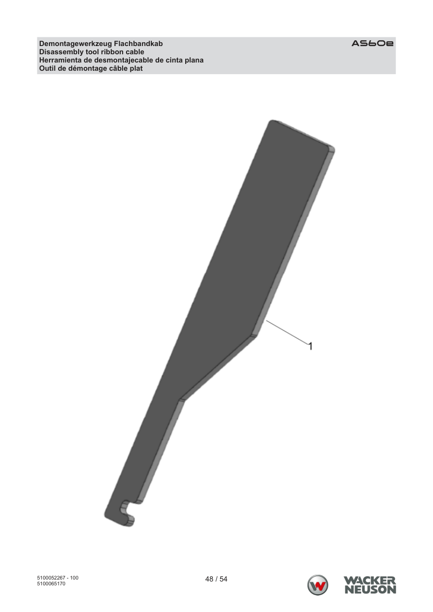 Wacker Neuson AS60 Vibratory Rammer AS60e Disassembly tool flat ribbon cable parts diagram