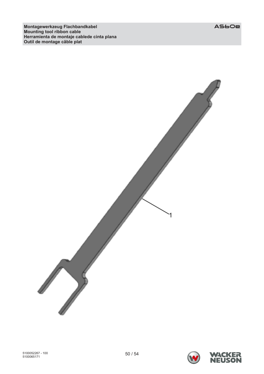 Wacker Neuson AS60 Vibratory Rammer AS60e Assembly tool flat ribbon cable parts diagram