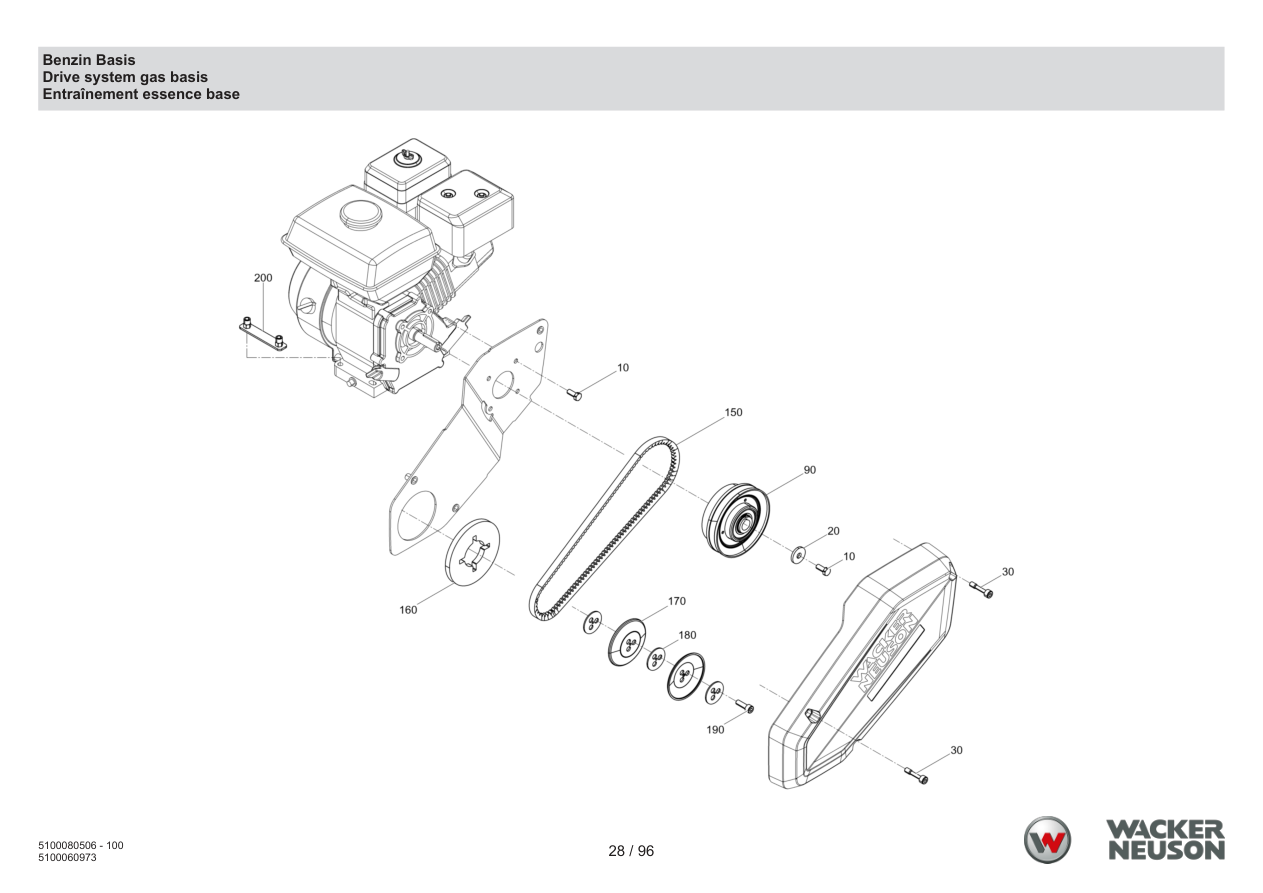Wacker Neuson BPS1135 Vibratory Plate Gasoline base parts diagram