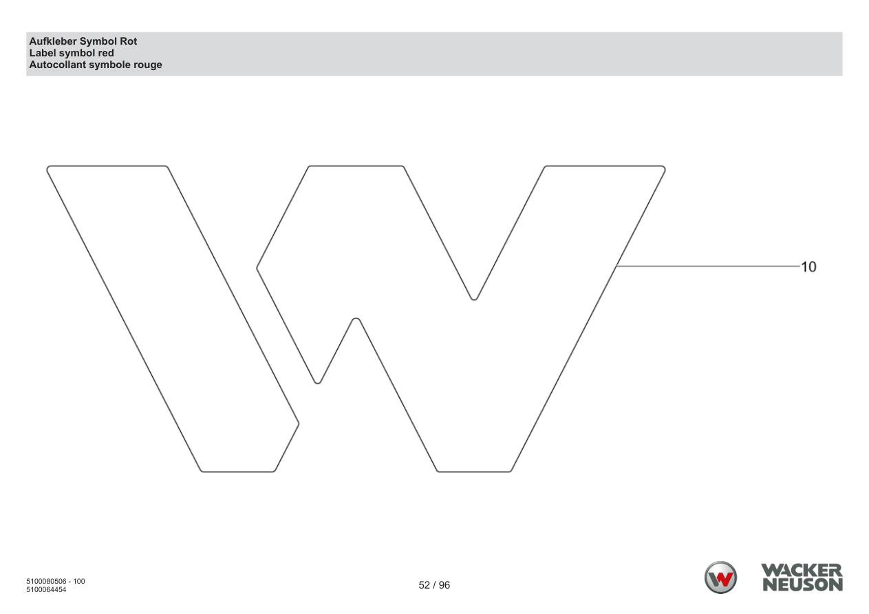 Wacker Neuson BPS1135 Vibratory Plate Decal symbol red parts diagram