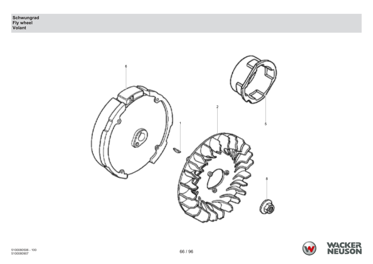 Wacker Neuson BPS1135 Vibratory Plate Flywheel parts diagram