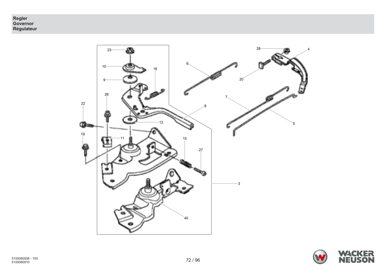 Wacker Neuson BPS1135 Vibratory Plate Regulator parts diagram