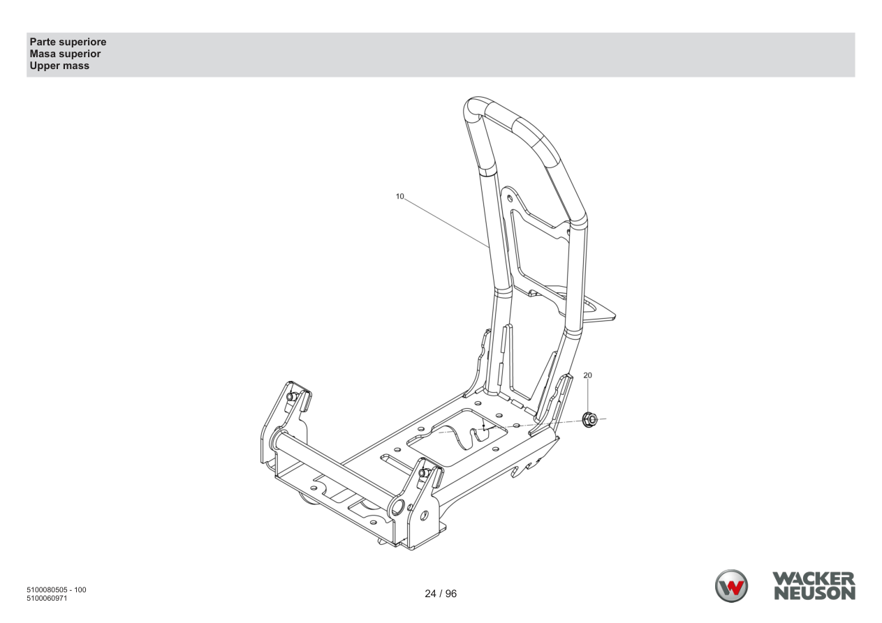 Wacker Neuson BPS1135 Vibratory Plate Upper part parts diagram