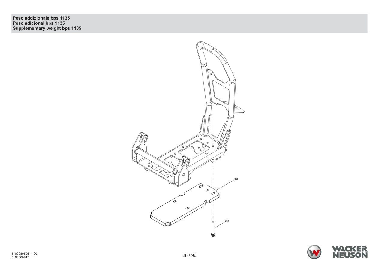 Wacker Neuson BPS1135 Vibratory Plate Additional weight bps 1135 parts diagram