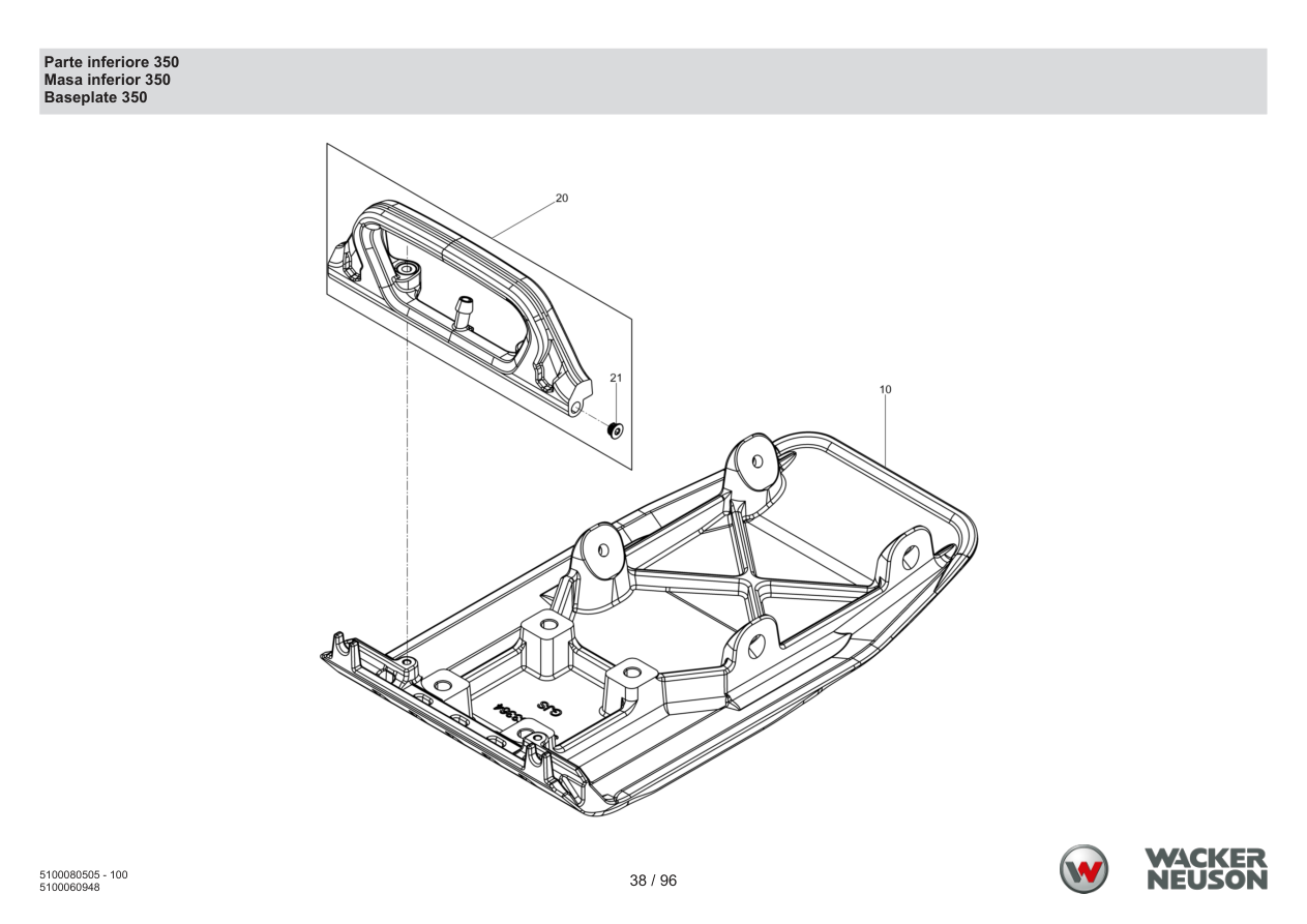 Wacker Neuson BPS1135 Vibratory Plate Lower part 350 parts diagram
