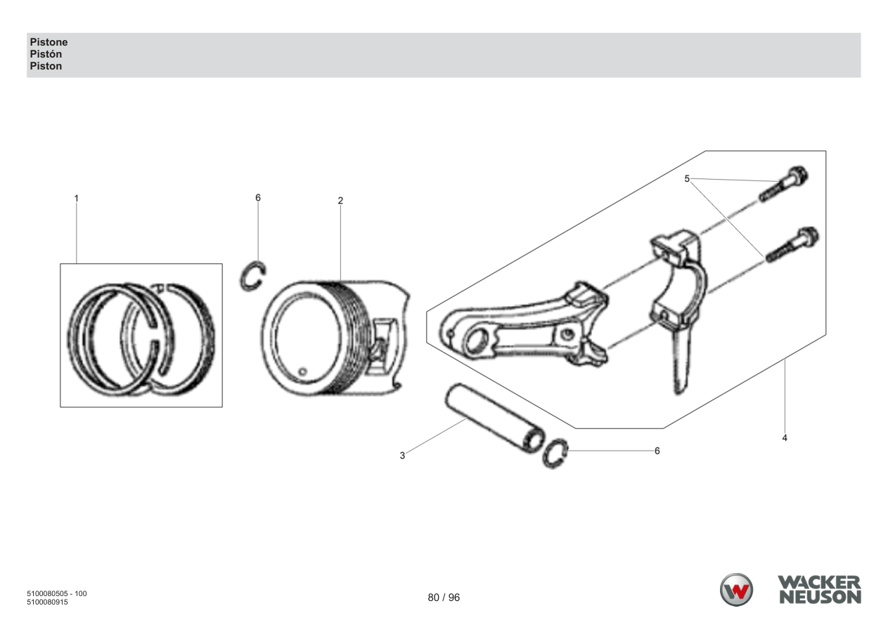 Wacker Neuson BPS1135 Vibratory Plate Piston parts diagram
