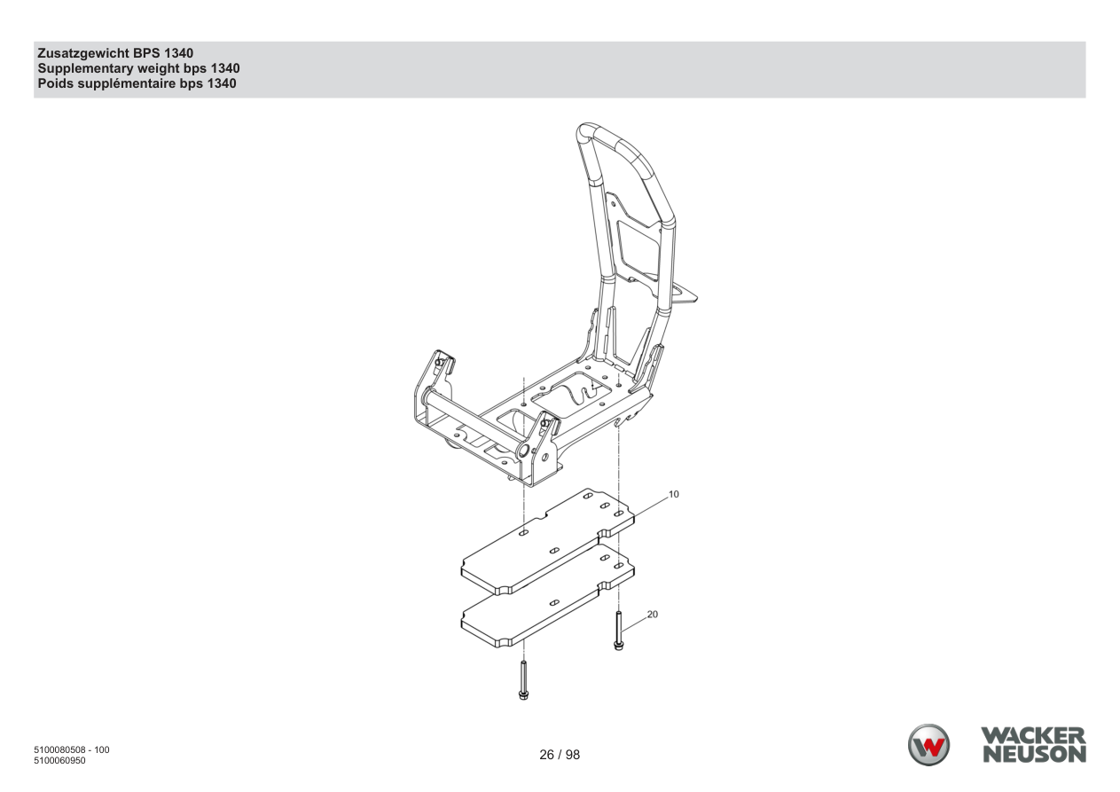 Wacker Neuson BPS1340 Vibratory Plate Additional weight BPS 1340 parts diagram