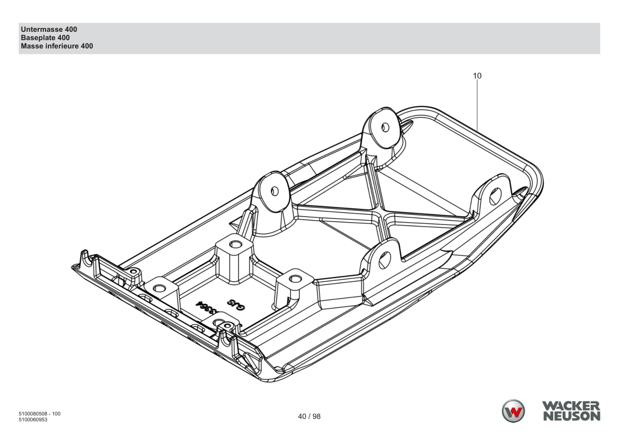 Wacker Neuson BPS1340 Vibratory Plate Lower mass 400 parts diagram