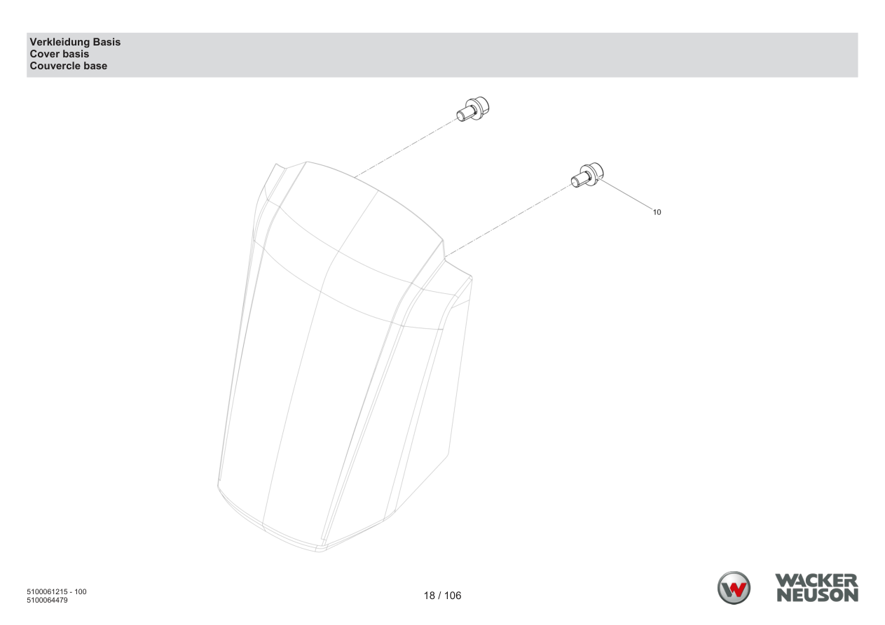 Wacker Neuson BPS1550 Vibratory Plate Cover basis parts diagram