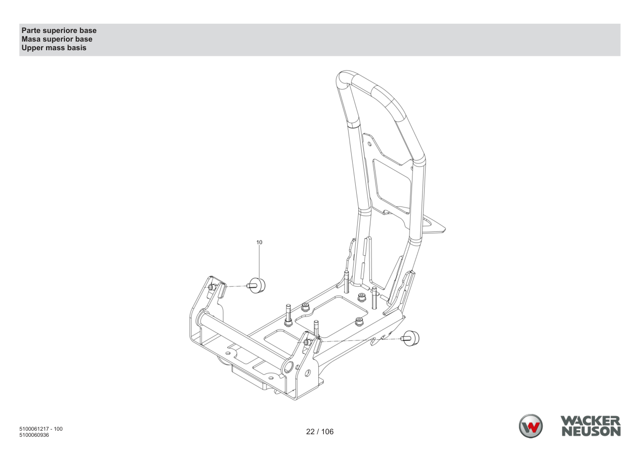 Wacker Neuson BPS2050 Vibratory Plate Upper part base parts diagram