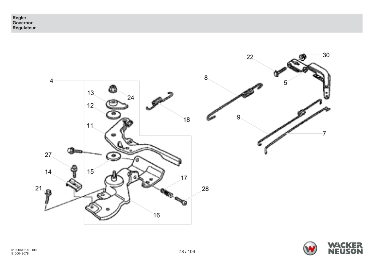 Wacker Neuson BPS2050 Vibratory Plate Regulator parts diagram