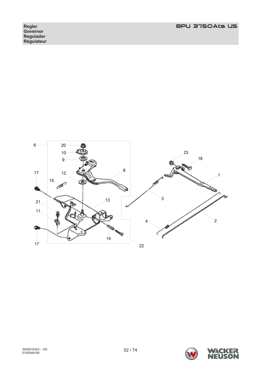 Wacker Neuson BPU3750 Vibratory Plate BPU 3750Ats US Governor parts diagram