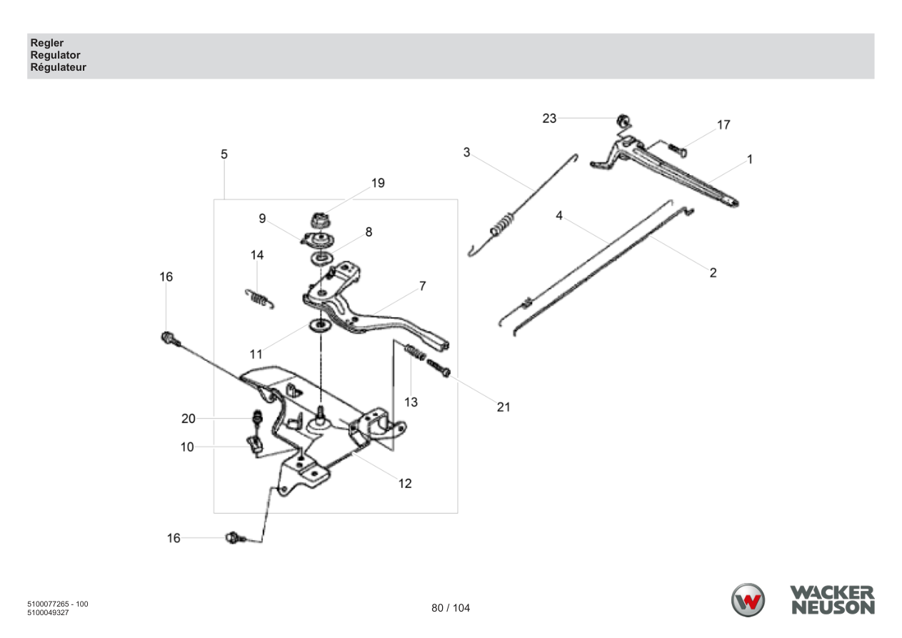 Wacker Neuson BPU5260 Vibratory Plate Regulator parts diagram