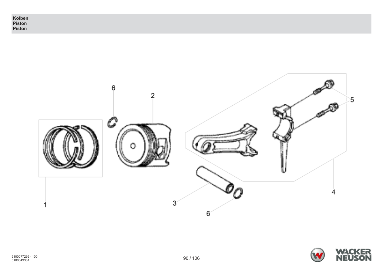 Wacker Neuson BPU6275 Vibratory Plate Piston parts diagram
